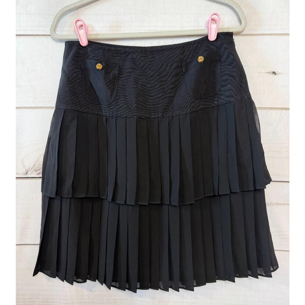 Weill Skirt Tiered Gold Buttons‎ Regal Preppy Chic Classy Sz 8